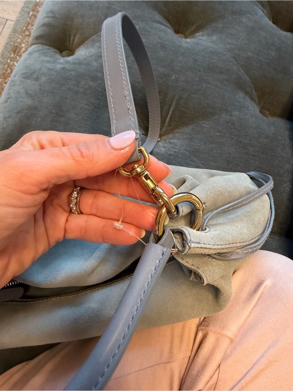 *NWT* Madewell Cameron Gathered Shoulder Bag in Serene Blue Suede - Picture 8 of 11